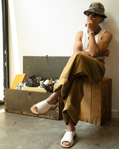 Bruschetta Shoes Toluca Sandal - White Vachetta Leather - Standard & Strange