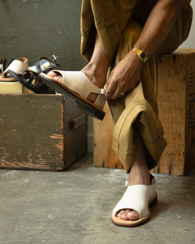 Bruschetta Shoes Toluca Sandal - White Vachetta Leather - Standard & Strange