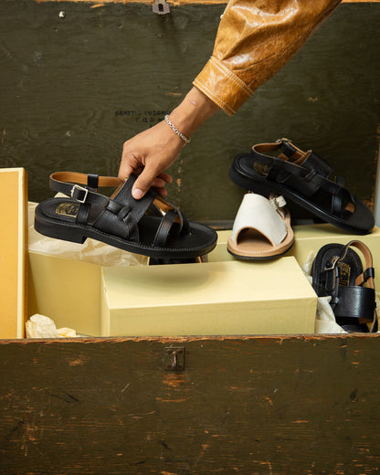 Bruschetta Shoes Toluca Sandal - White Vachetta Leather - Standard & Strange