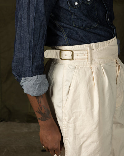 Bryceland's Co Gurkha Shorts - White HBT (Washed) - Standard & Strange