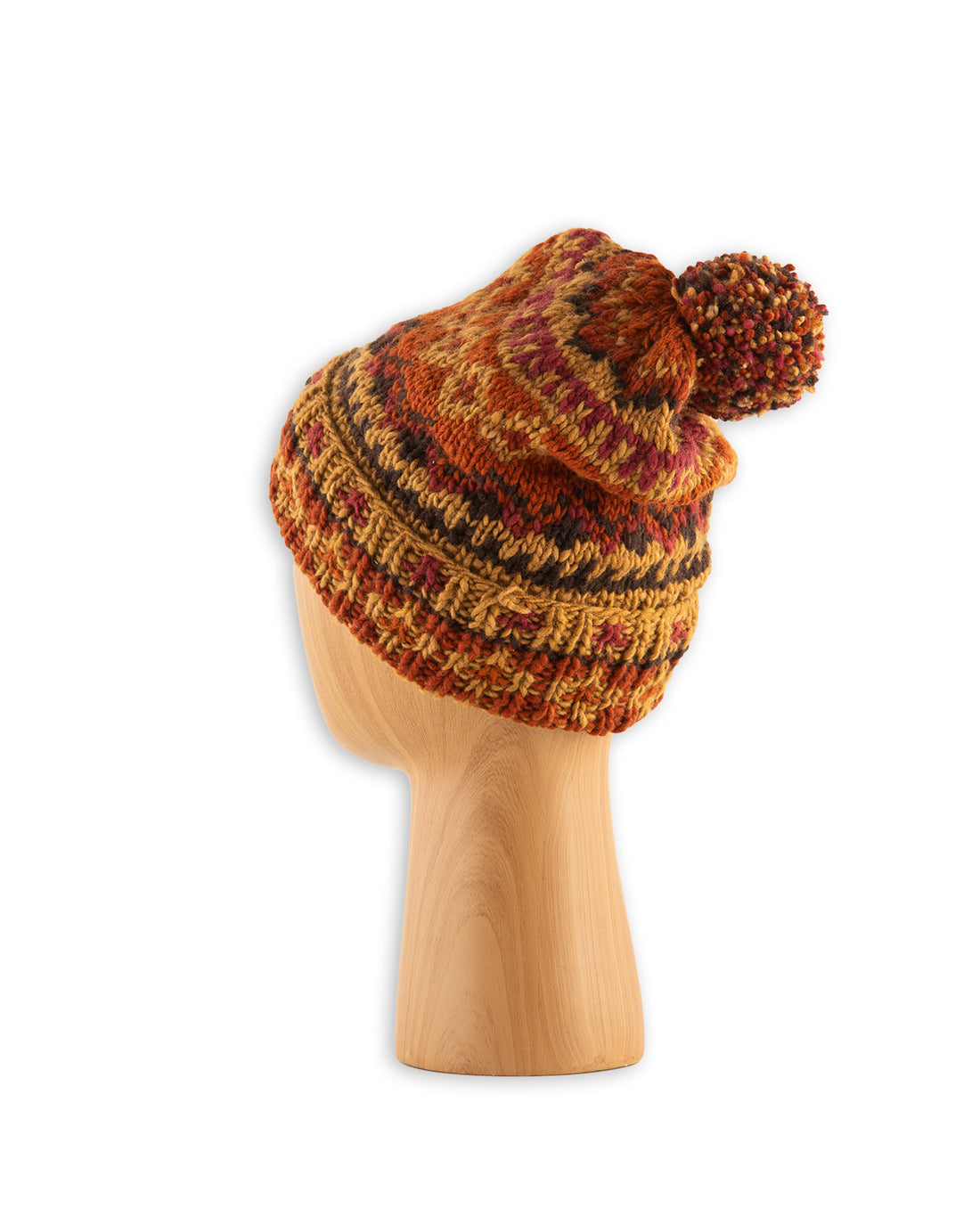 Chamula Double Cuff Cap - Fair Isle #3 - Dark Gold - Standard & Strange