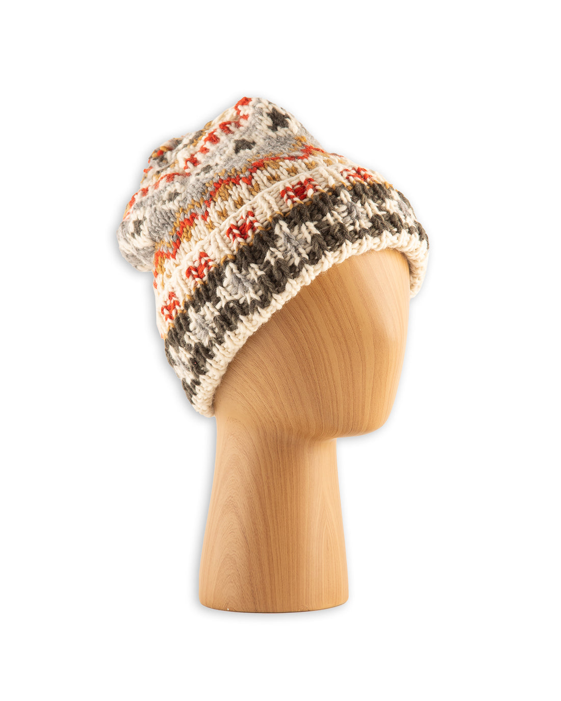 Chamula Double Cuff Cap - Fair Isle #3 - Ivory #5 - Standard & Strange