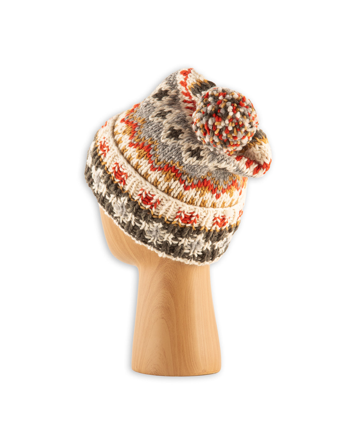 Chamula Double Cuff Cap - Fair Isle #3 - Ivory #5 - Standard & Strange