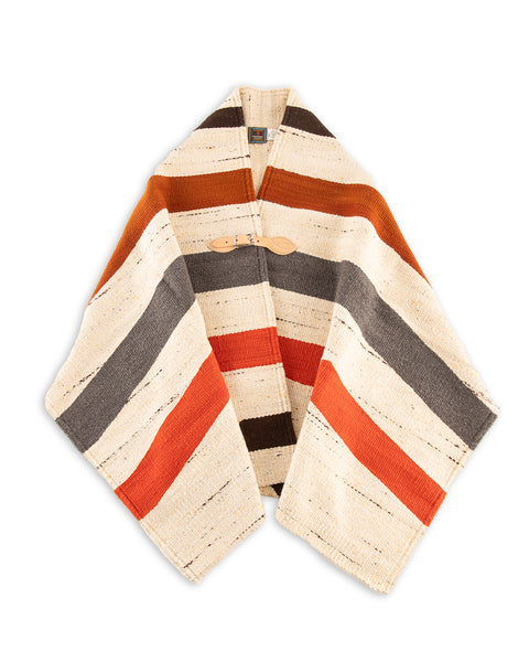 Chamula Merino Wool Blanket Poncho - Natural Heather Autumn Wave - Standard & Strange