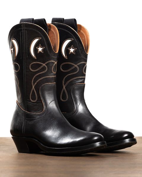 Clinch Boots Cowboy Boot "Horned Moon" - Black Horsehide - HR Last - Standard & Strange