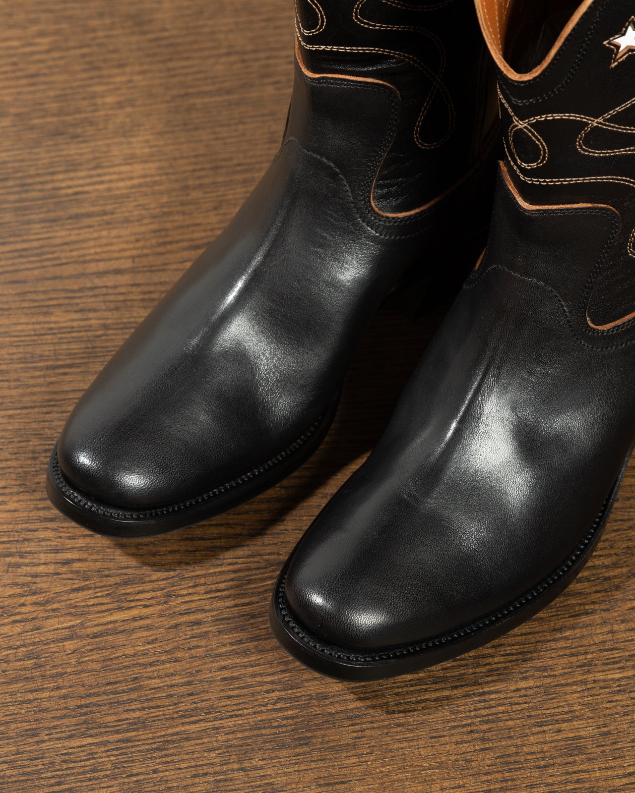 Clinch Boots Cowboy Boot "Horned Moon" Black Horsehide HR Last