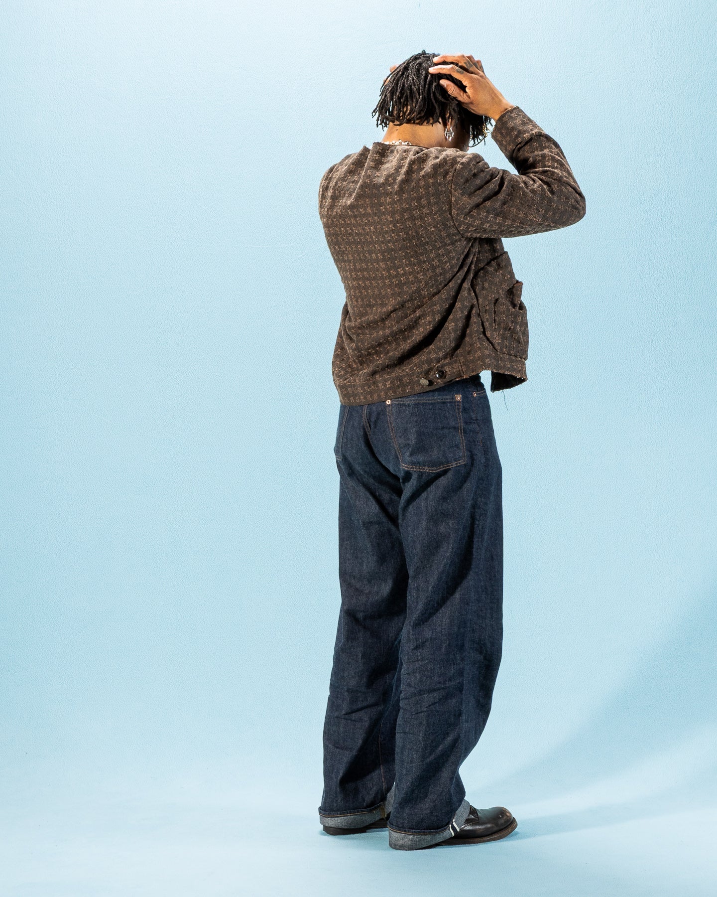 Monad London Collarless Rouach Jacket - Mud Dyed Tussah Silk Brown - Standard & Strange