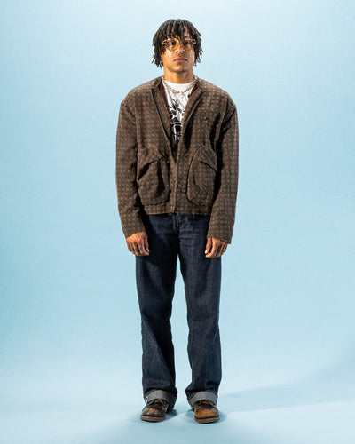 Monad London Collarless Rouach Jacket - Mud Dyed Tussah Silk Brown - Standard & Strange