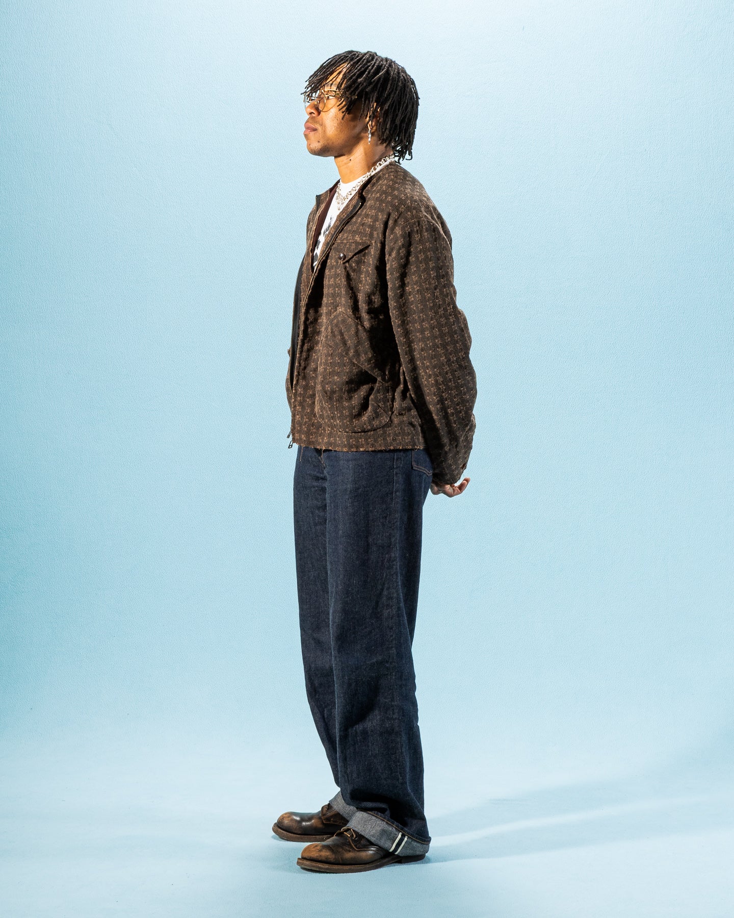 Monad London Collarless Rouach Jacket - Mud Dyed Tussah Silk Brown - Standard & Strange