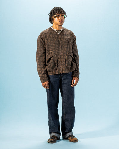 Monad London Collarless Rouach Jacket - Mud Dyed Tussah Silk Brown - Standard & Strange