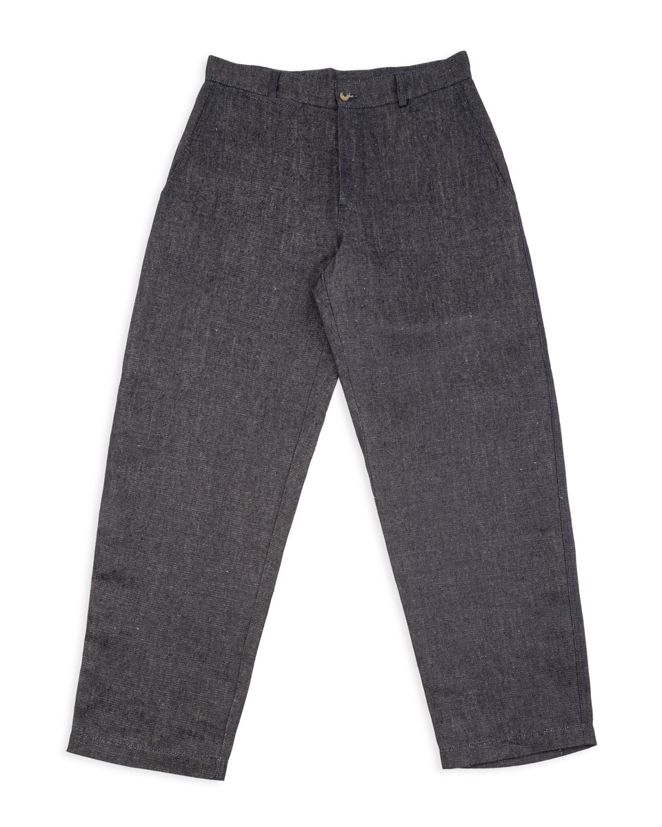 De Bonne Facture Balloon Trousers - Indigo Blue Linen Denim - Standard & Strange