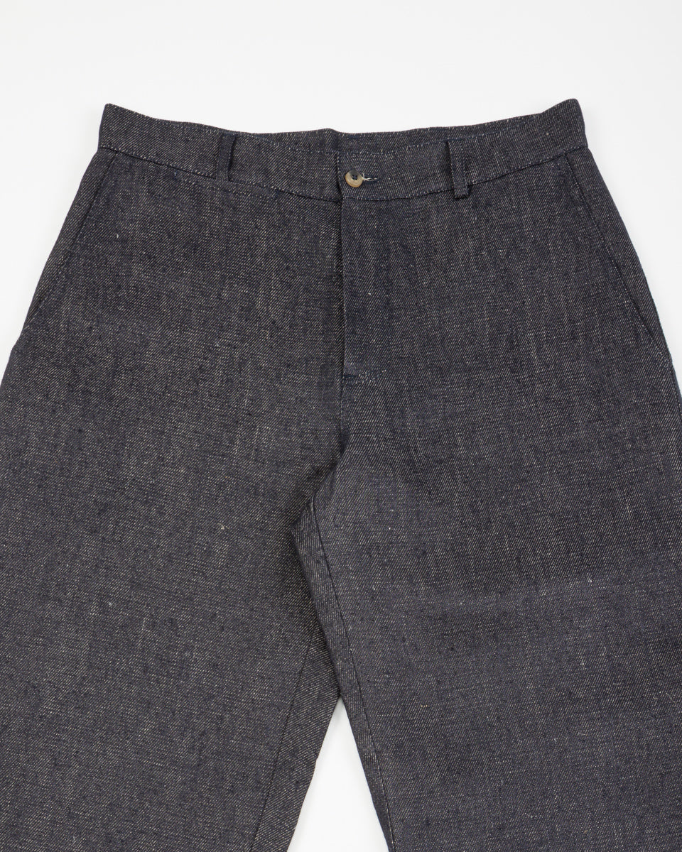 De Bonne Facture Balloon Trousers - Indigo Blue Linen Denim - Standard & Strange
