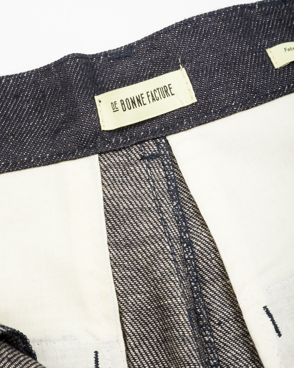 De Bonne Facture Balloon Trousers - Indigo Blue Linen Denim - Standard & Strange