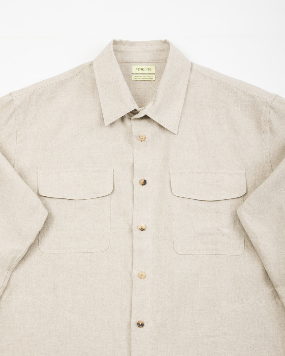 De Bonne Facture Two Pocket Overshirt - Undyed Flax Belgian Linen - Standard & Strange