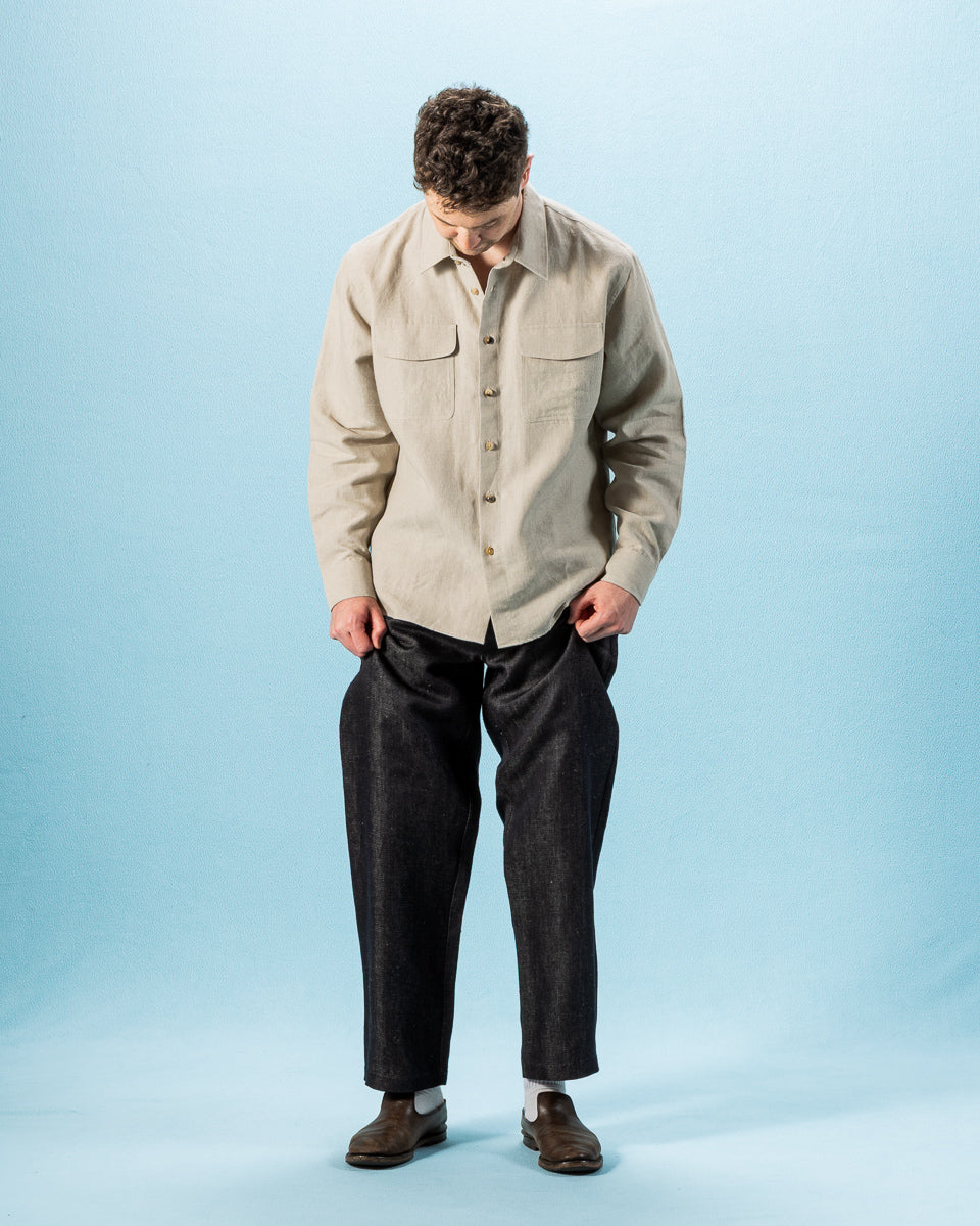 De Bonne Facture Two Pocket Overshirt - Undyed Flax Belgian Linen - Standard & Strange