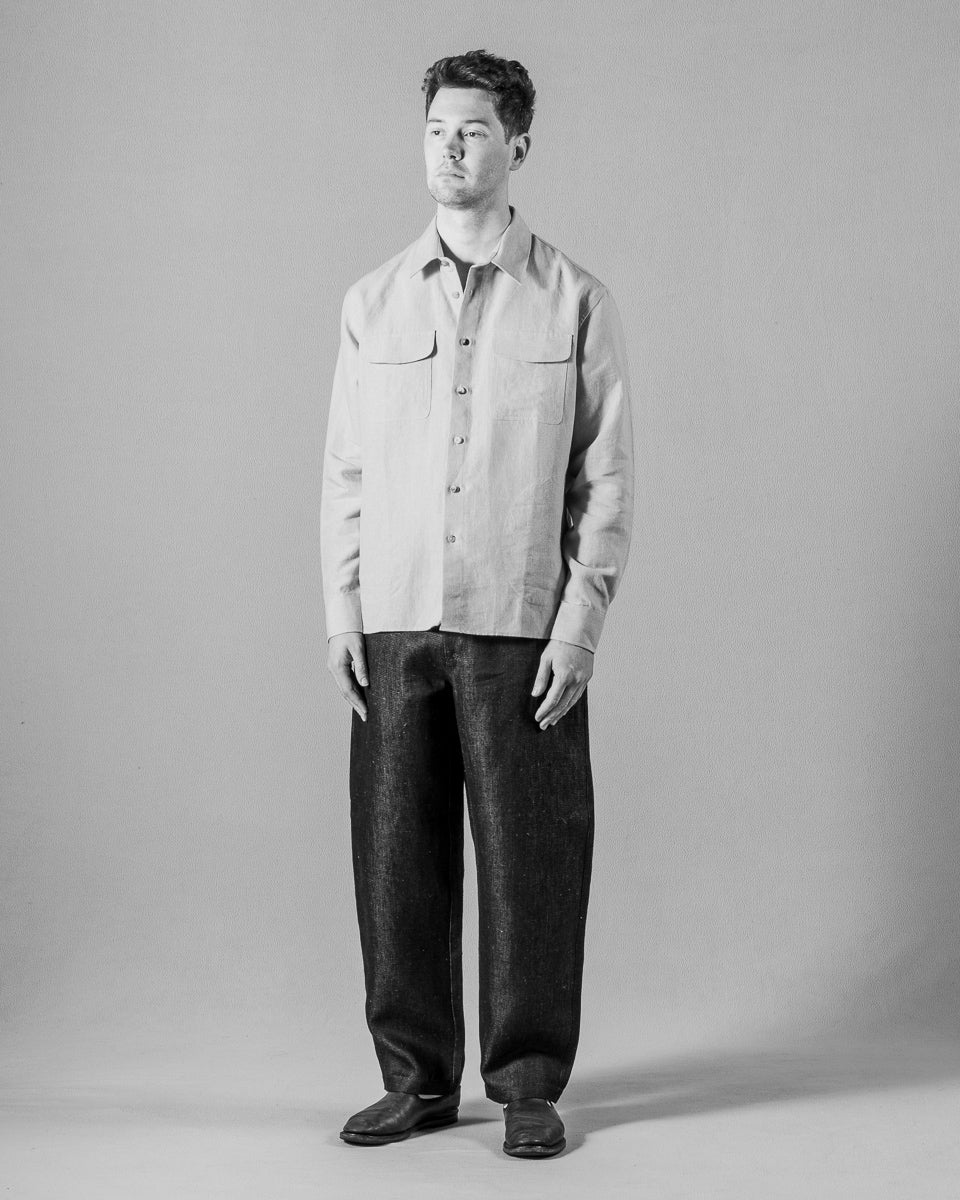 De Bonne Facture Two Pocket Overshirt - Undyed Flax Belgian Linen - Standard & Strange