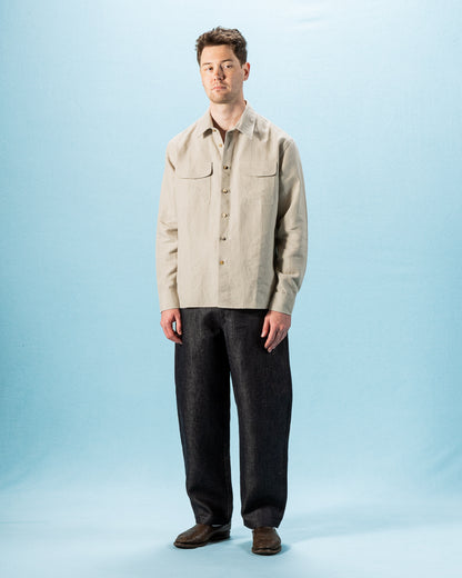 De Bonne Facture Two Pocket Overshirt - Undyed Flax Belgian Linen - Standard & Strange