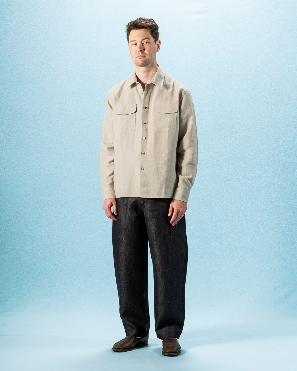 De Bonne Facture Two Pocket Overshirt - Undyed Flax Belgian Linen - Standard & Strange