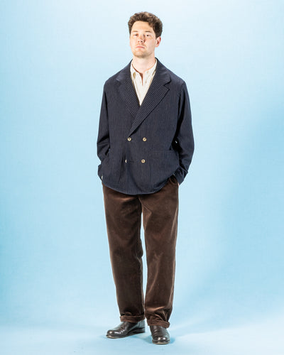 De Bonne Facture Double Breasted Jacket - Navy Pinstripe - Standard & Strange