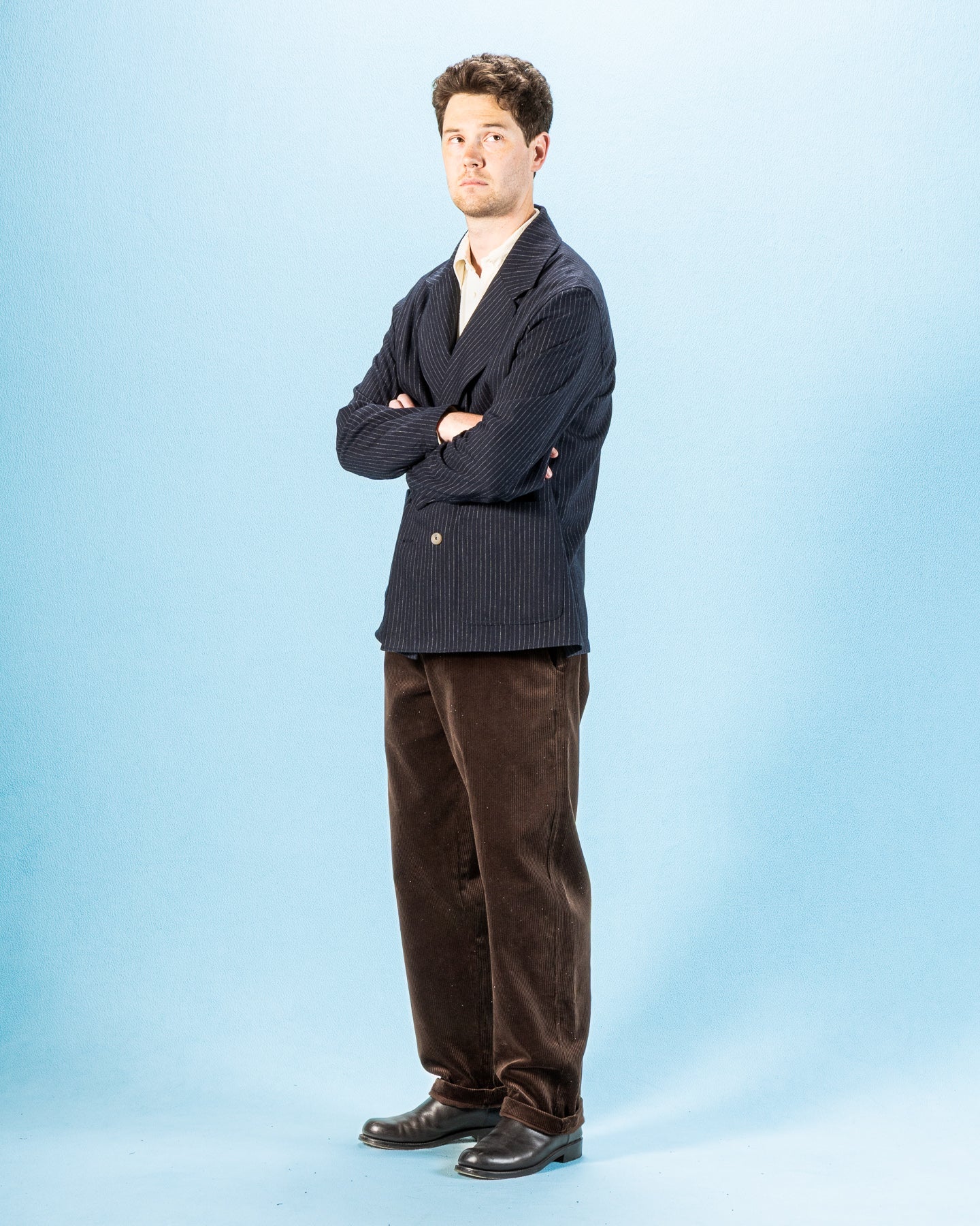 De Bonne Facture Double Breasted Jacket - Navy Pinstripe - Standard & Strange