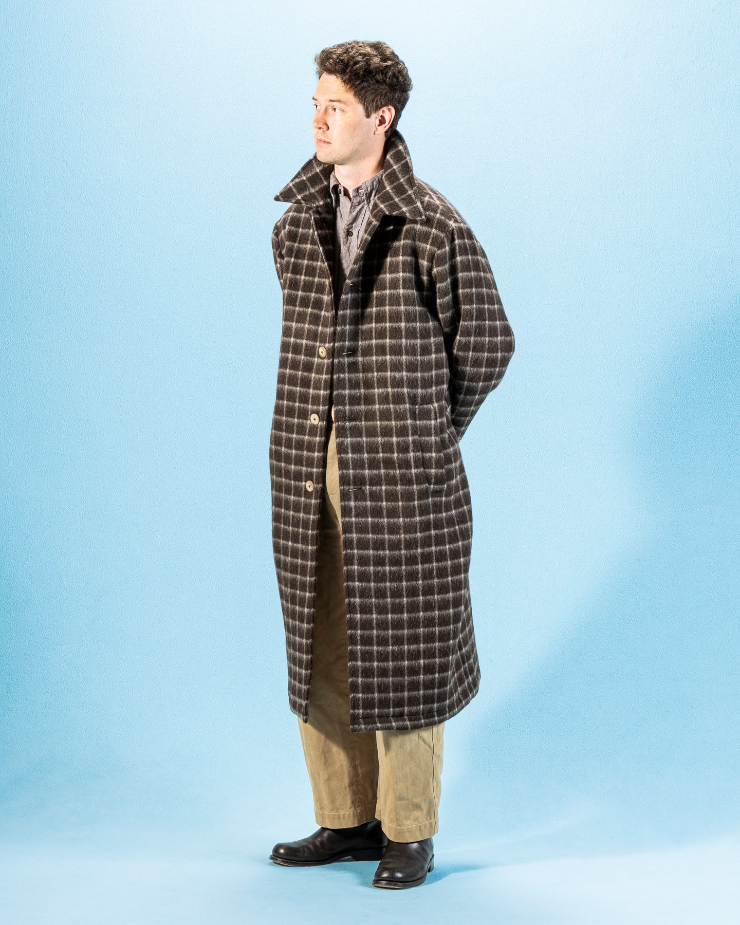 Overcoat - Brown Windowpane Check – Standard & Strange