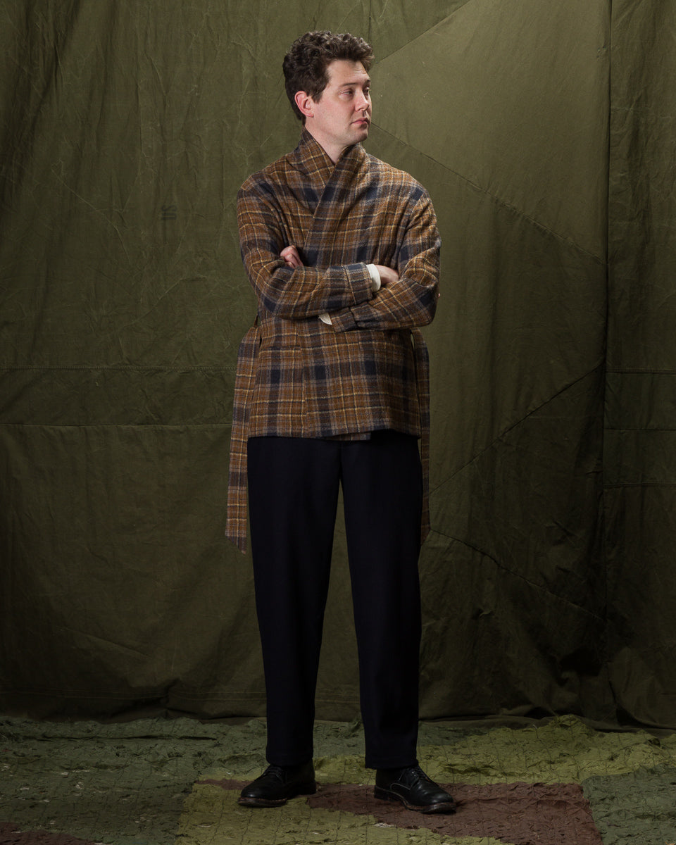 The Barnnet　Bricks Check Single Jacket De Bonne Facture Cardigan Jacket - Chestnut Check Crepe – Standard
