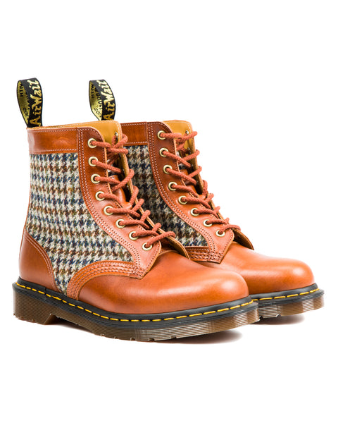 1460 Made in England Lace Up Boots - Amber Tan + Harris Tweed