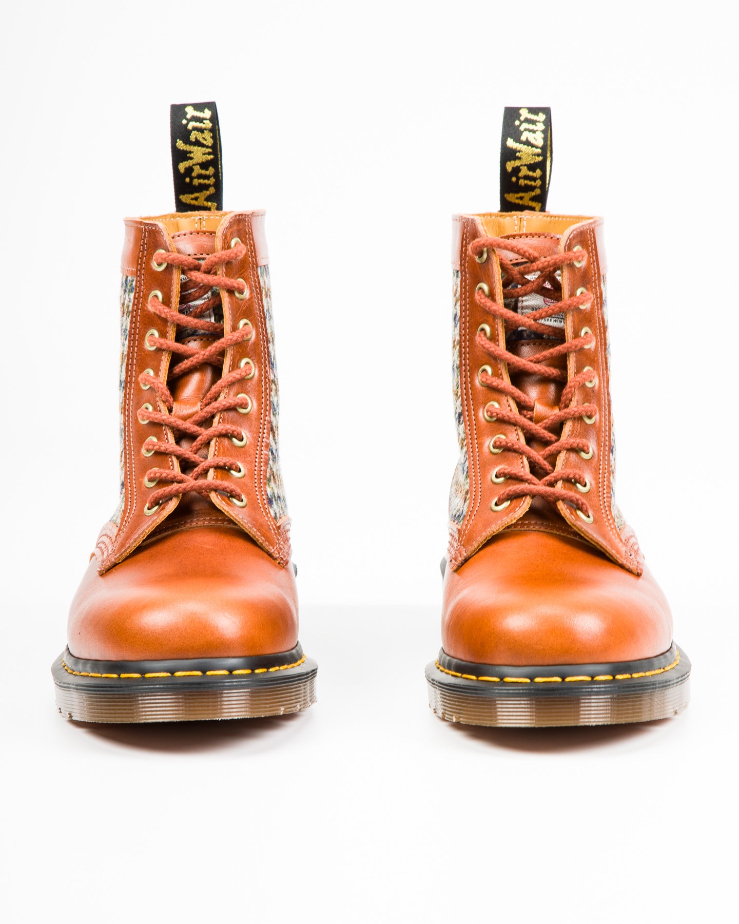 Dr. Martens 1460 Made in England Lace Up Boots - Amber Tan + Harris Tweed - Standard & Strange
