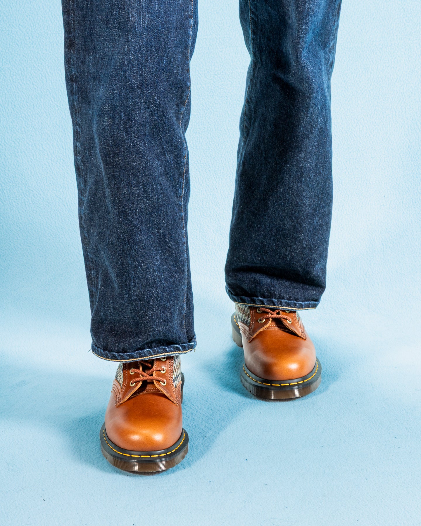 Dr. Martens 1460 Made in England Lace Up Boots - Amber Tan + Harris Tweed - Standard & Strange