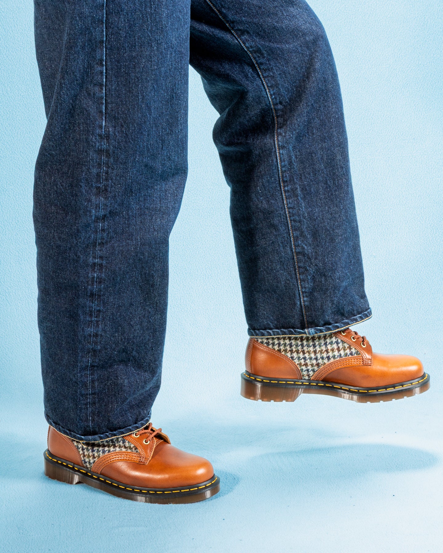 Dr. Martens 1460 Made in England Lace Up Boots - Amber Tan + Harris Tweed - Standard & Strange