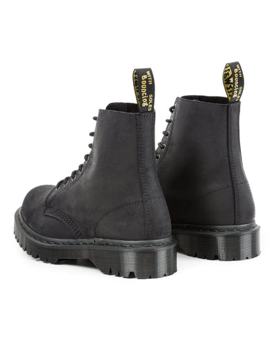 Dr. Martens 1460 Made in England Lace Up Boots - Black Waxy Commander - Standard & Strange