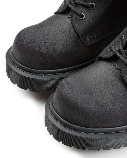 Dr. Martens 1460 Made in England Lace Up Boots - Black Waxy Commander - Standard & Strange