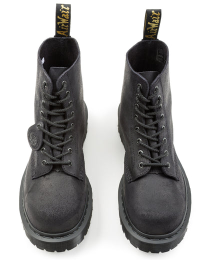 Dr. Martens 1460 Made in England Lace Up Boots - Black Waxy Commander - Standard & Strange