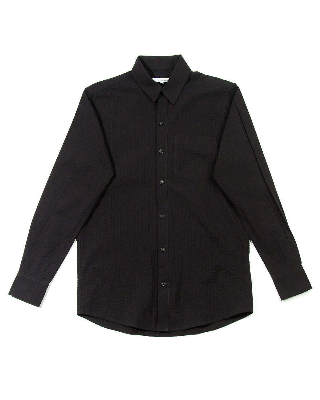 Blluemade Long Sleeve Shirt - Black Cotton Seersucker - Standard & Strange