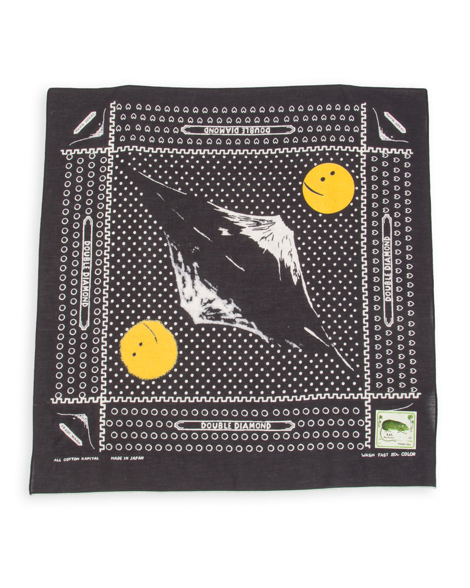 Kapital Fastcolor Selvedge Bandanna (Mirrored Fuji PROFILE RAINBOWY) - Black - Standard & Strange