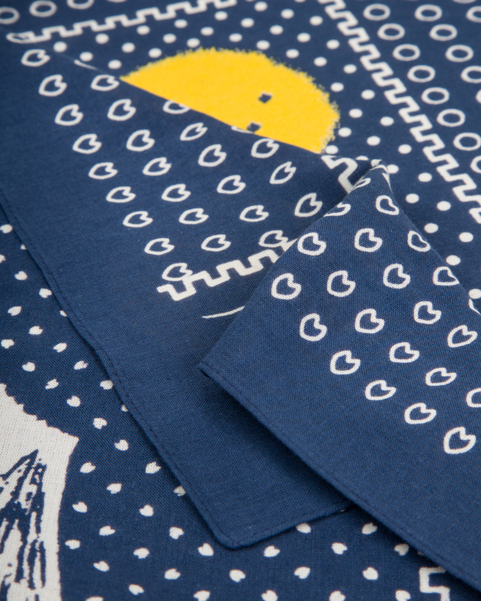 Kapital Fastcolor Selvedge Bandanna (Mirrored Fuji PROFILE RAINBOWY) - Navy - Standard & Strange