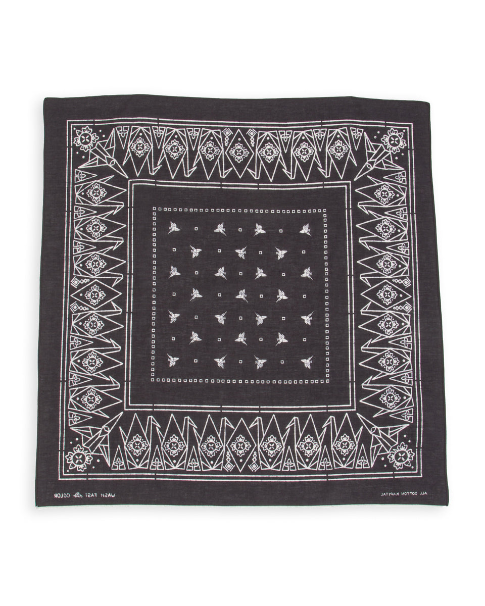 Kapital Fastcolor Selvedge Bandanna (ORIGAMI) - Black - Standard & Strange