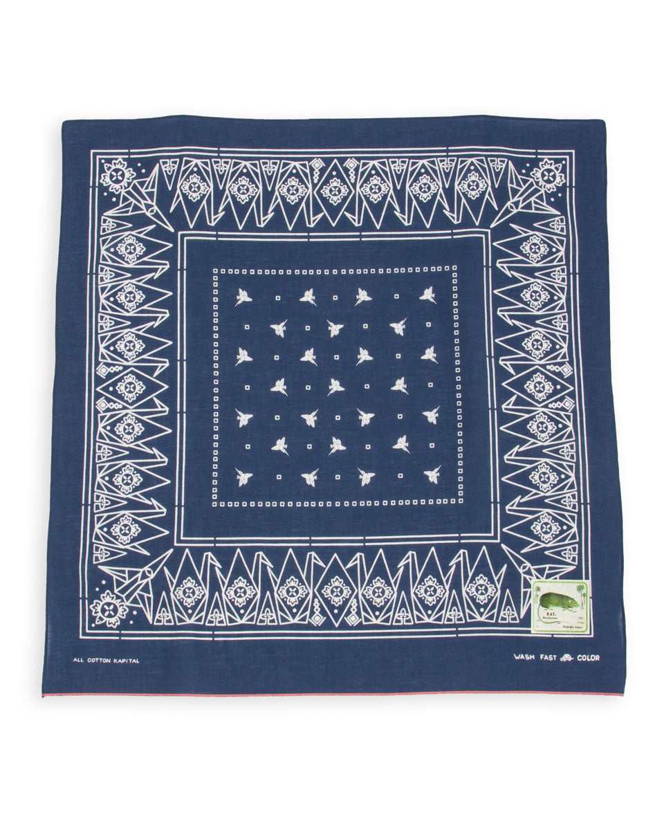 Kapital Fastcolor Selvedge Bandanna (ORIGAMI) - Navy - Standard & Strange
