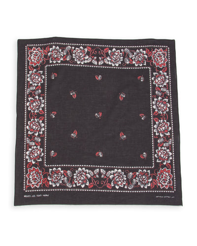 Kapital Fastcolor Selvedge Bandanna (ROCKWELL FLOWER) - Black - Standard & Strange