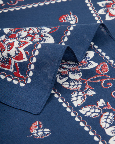 Kapital Fastcolor Selvedge Bandanna (ROCKWELL FLOWER) - Navy - Standard & Strange