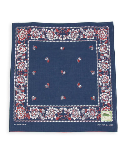 Kapital Fastcolor Selvedge Bandanna (ROCKWELL FLOWER) - Navy - Standard & Strange