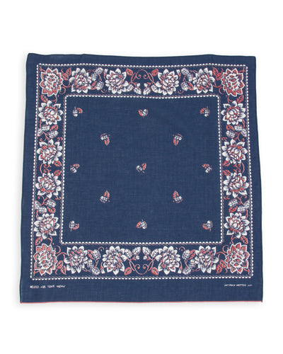 Kapital Fastcolor Selvedge Bandanna (ROCKWELL FLOWER) - Navy - Standard & Strange