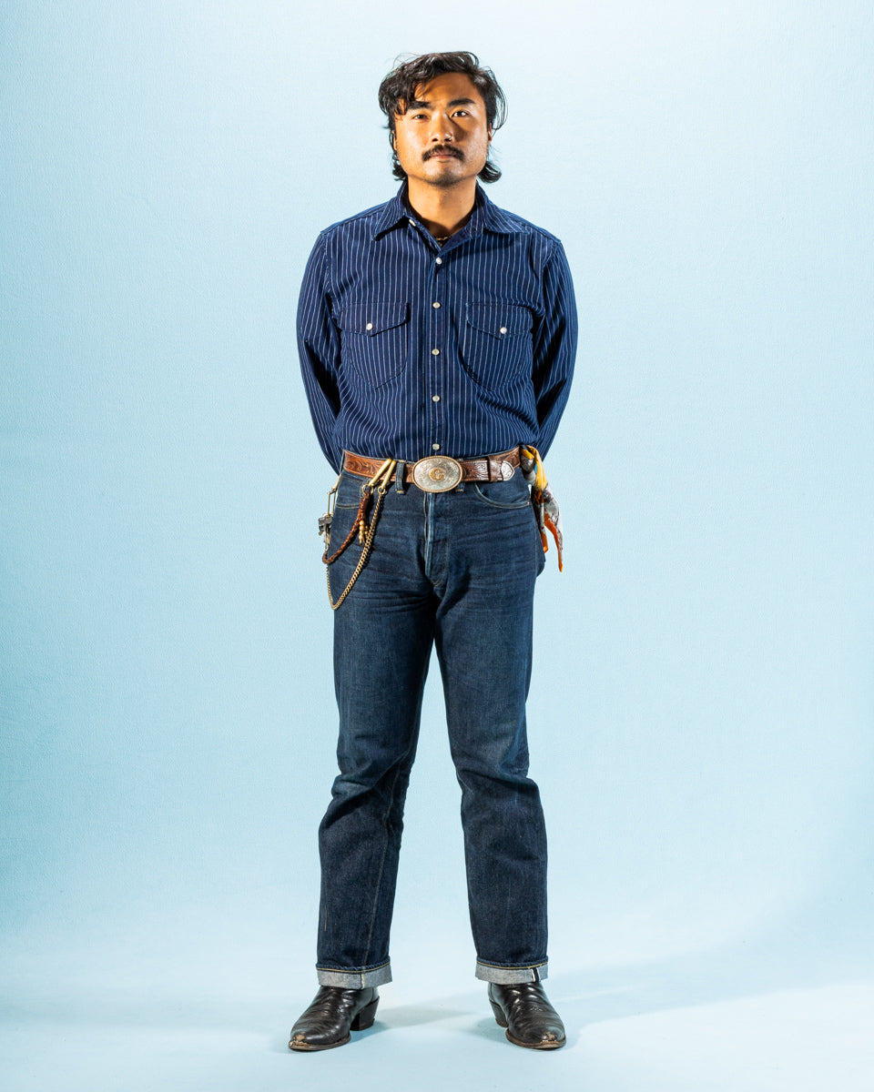 Freenote Bodie Shirt - Indigo Wabash Stripe - Standard & Strange