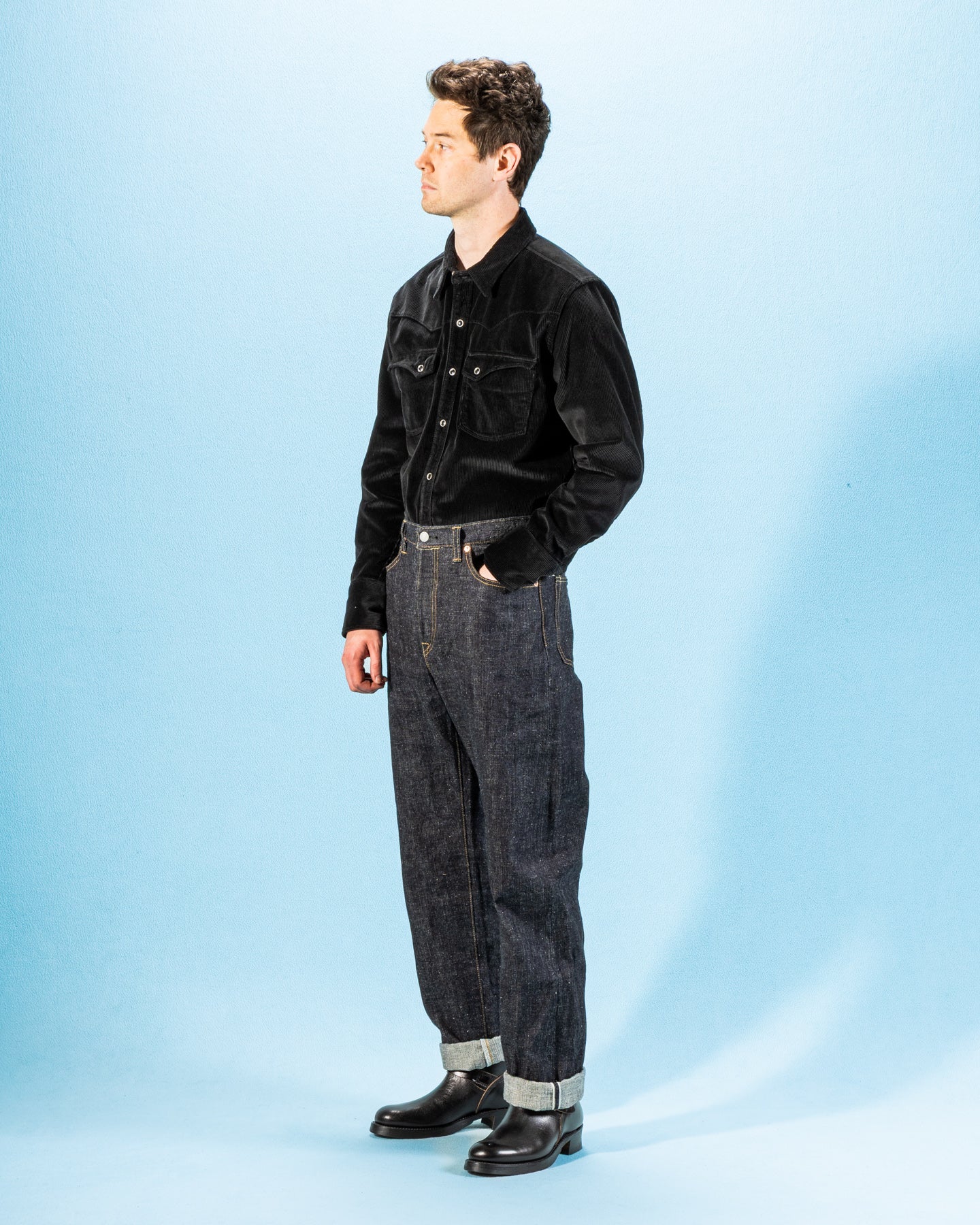 Calico Western Shirt - Black Corduroy – Standard & Strange