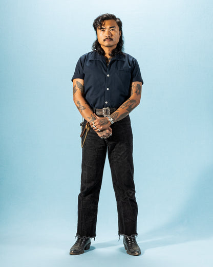 Freenote Cayucos S/S Shirt - Navy Herringbone - Standard & Strange