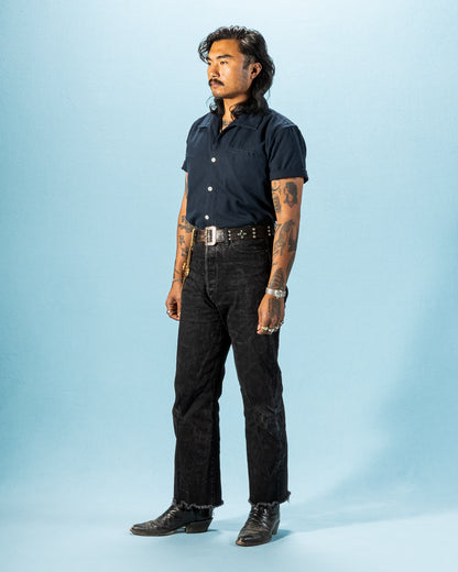 Freenote Cayucos S/S Shirt - Navy Herringbone - Standard & Strange