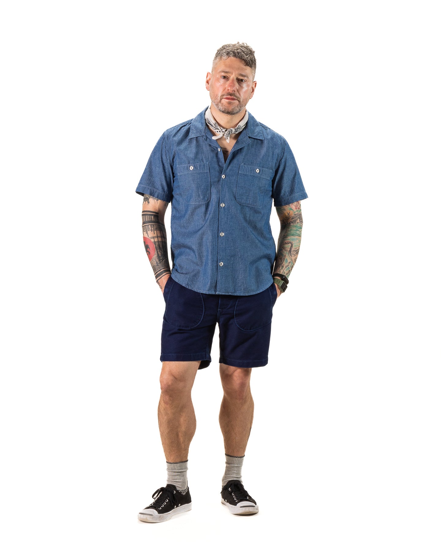 Dayton Shirt S/S - Blue Herringbone