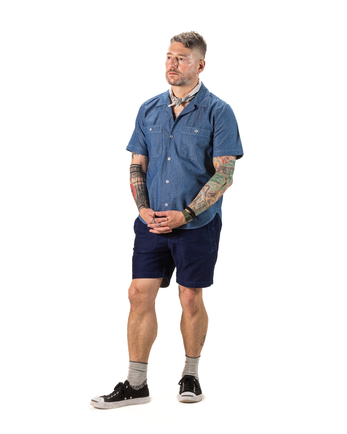 Dayton Shirt S/S - Blue Herringbone