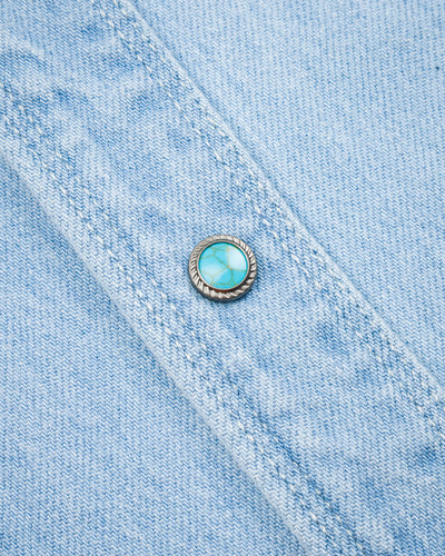 Freenote Modern Western Shirt - 11oz Bleached Denim / Turquoise - Standard & Strange