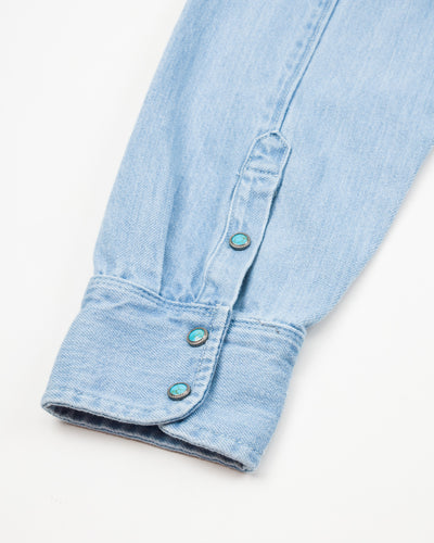 Freenote Modern Western Shirt - 11oz Bleached Denim / Turquoise - Standard & Strange